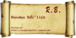 Rendes Bálint névjegykártya